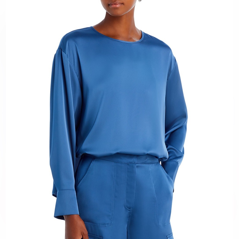 Aqua Round Neck Drop Shoulder Top
